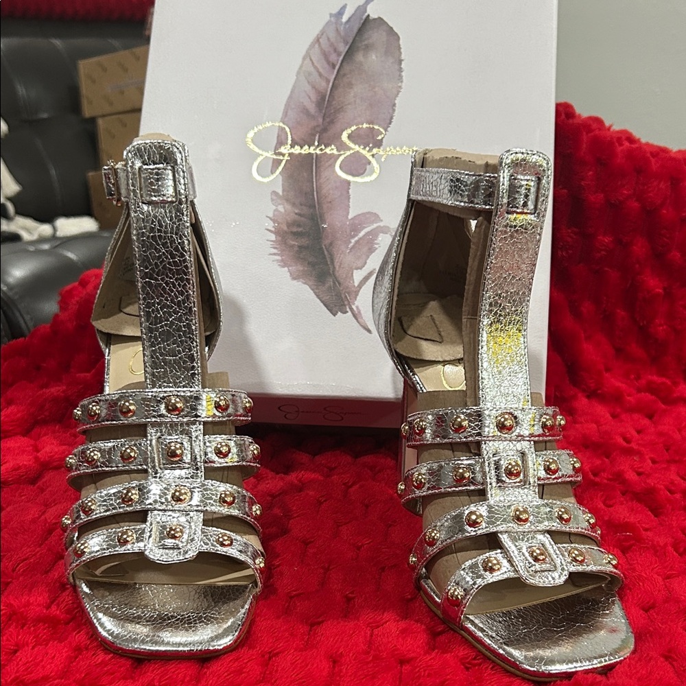 Jessica Simpson Metallic Silver Heels.